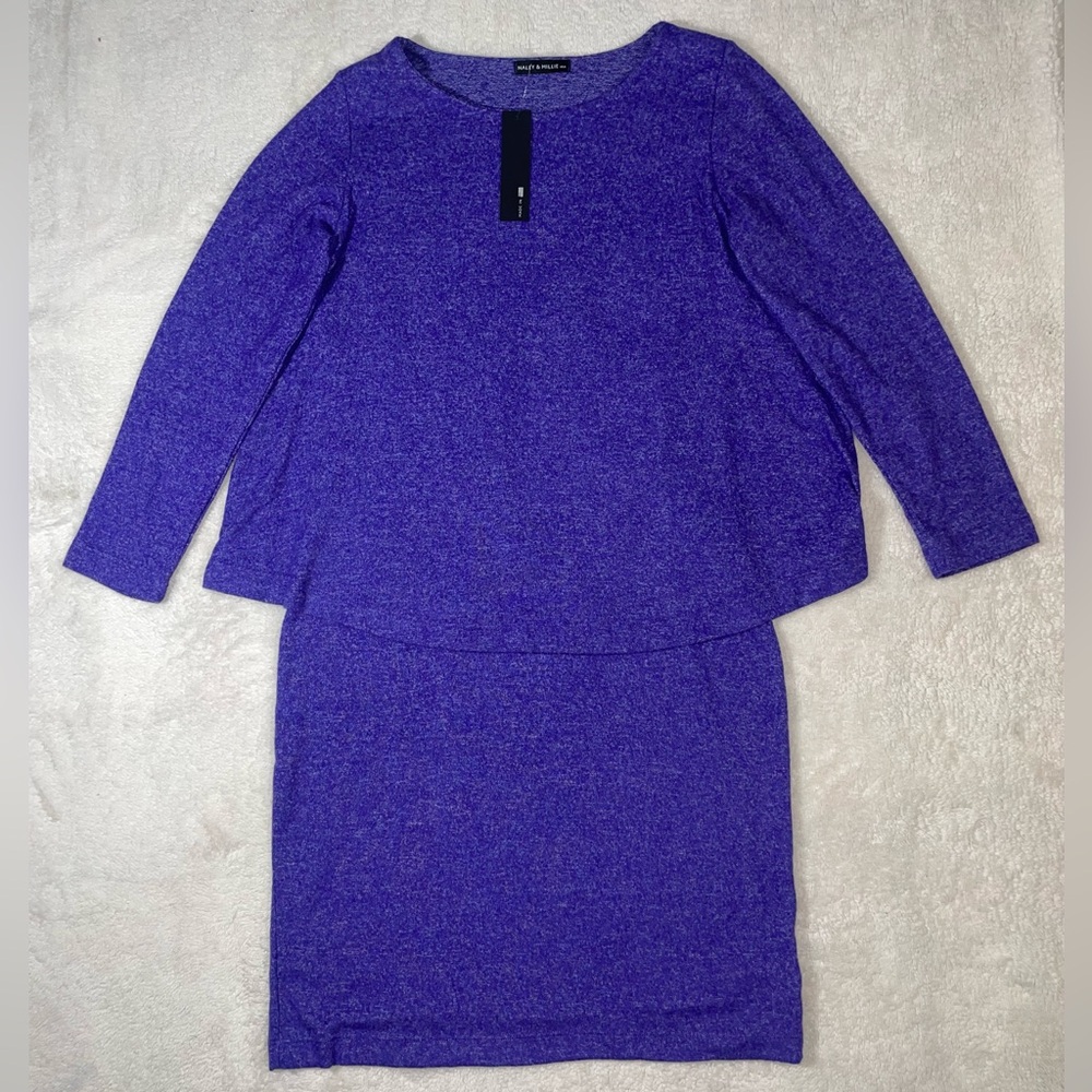 NWT Nally & Millie Womens Size Medium Blue Soft Brushed Jersey Long Sleeve Dress - Picture 1 of 7